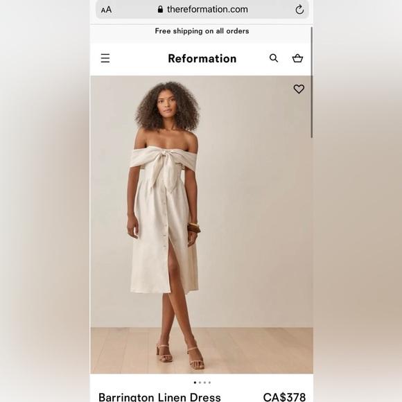 Reformation Barrington Linen Dress - Picture 1 of 7